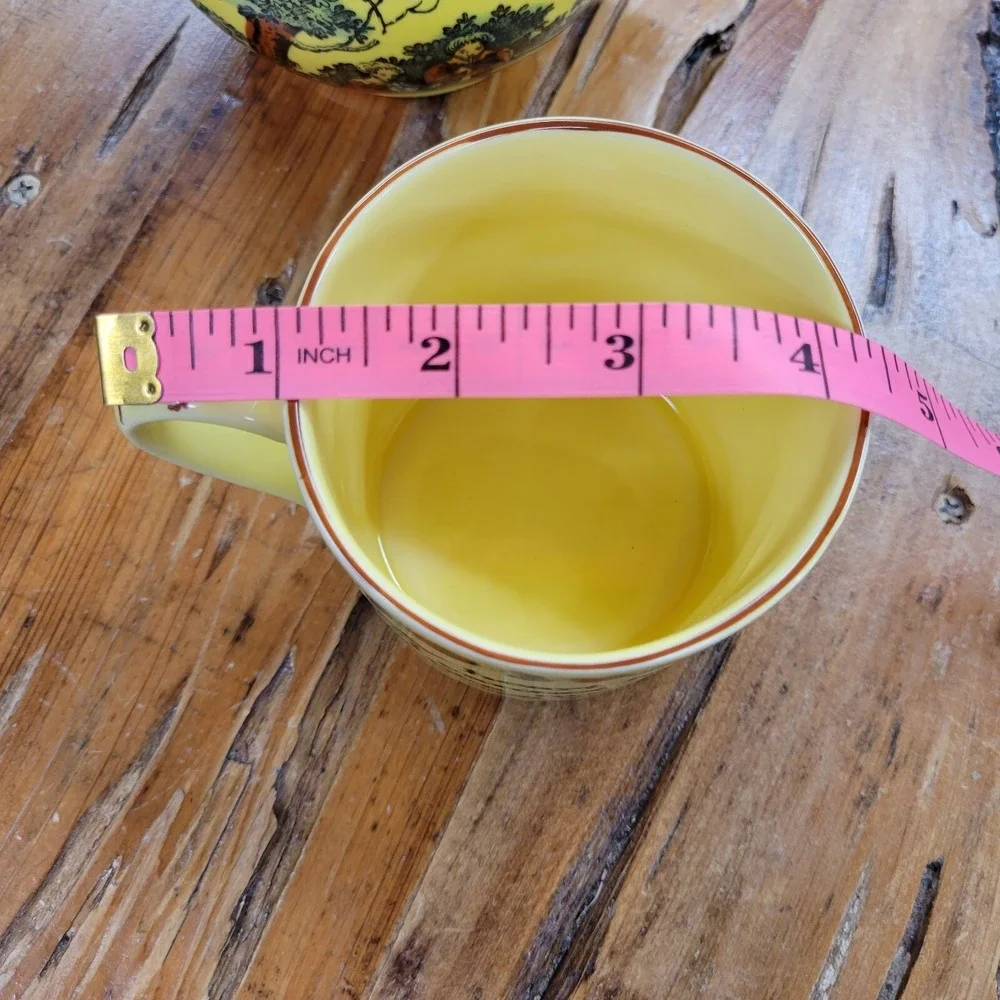 Vtg MOTTAHEDEH Yellow Cup & Pitcher Set Portugal Smithsonian Tea Coffee Gift